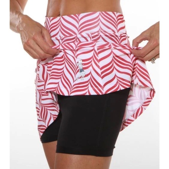 RUNNING Skirts Small Athletic Skort Red White Candystripe Mini Shorts - Picture 2 of 10